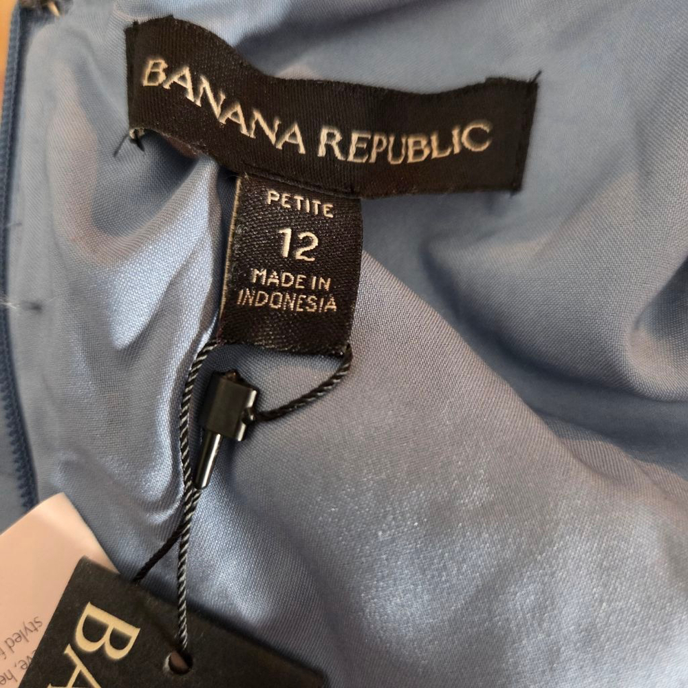 Banana Republic Petite 12P Blue Short Sleeve Sheath Dress - Picture 5 of 6